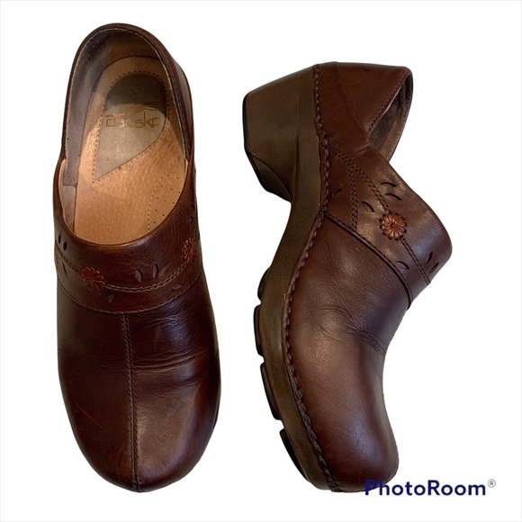 Dansko Summer Sausalito Brown Leather Clogs, Sz 39 - Picture 1 of 12